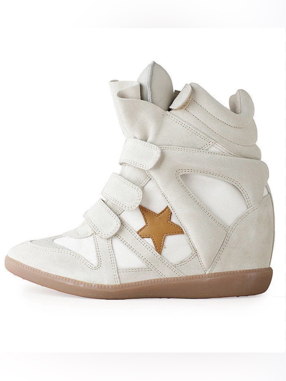 Isabel Marant Bayley High-Top Sneaker
with Star Detail, Cream, Size 37 / 7, GUC!